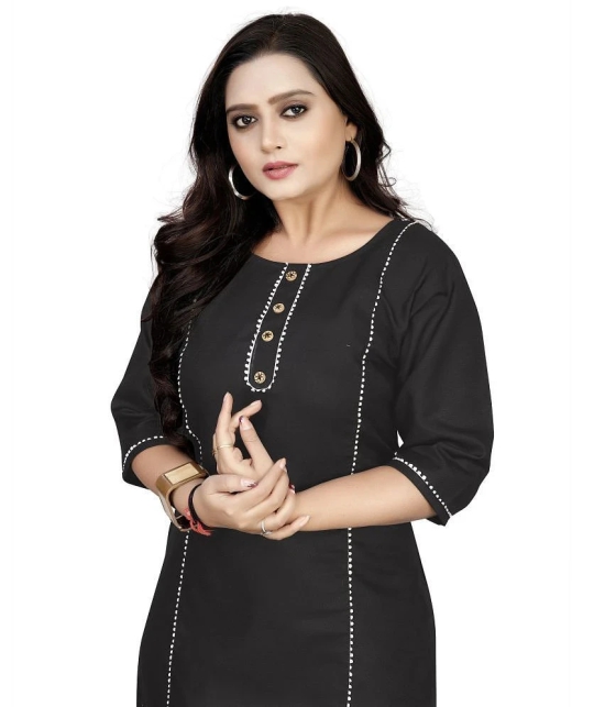 Lerkiza - Black Cotton Womens Straight Kurti ( Pack of 1 ) - 3XL