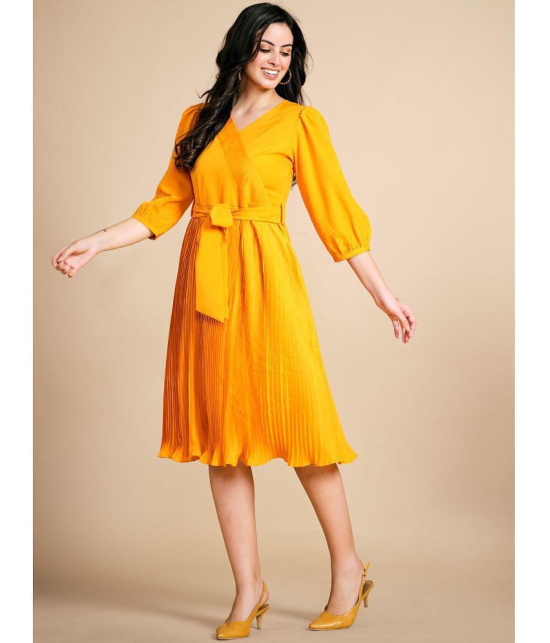 Glomee - Yellow Polyester Womens Fit & Flare Dress ( Pack of 1 ) - None