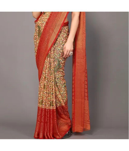 Sitanjali - Red Brasso Saree With Blouse Piece ( Pack of 1 ) - Red