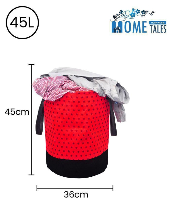 HOMETALES 45 L capacity Laundry Bag,Red (1U)