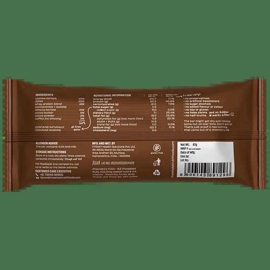 The Whole Truth Twt Hp Coffee Cocoa Protein Bar, 67 Gm