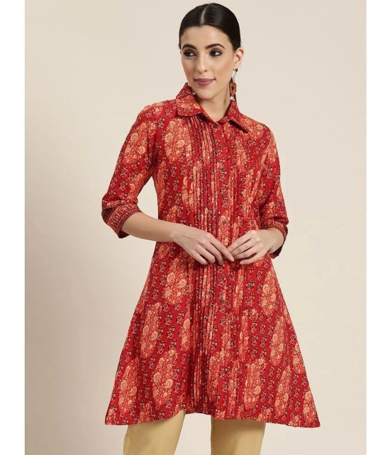 Juniper - Red Rayon Womens A-line Kurti ( Pack of 1 ) - None