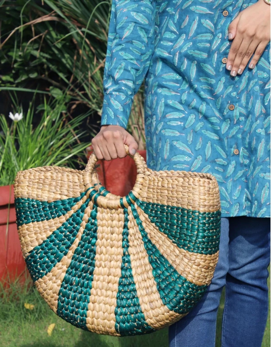 Assamese Hand Weaving Turtle Bamboo Bag-L 15.5