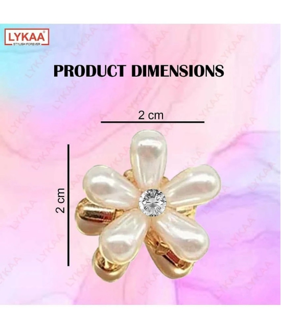 LYKAA Stylish Pearl Flower Hair Claw Fashionable Clips Clutchers Hair Barrettes, Women Girls - 10Pcs - White