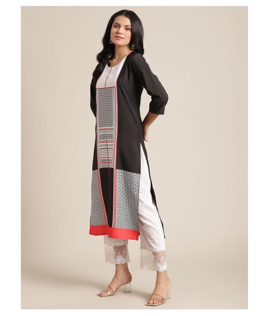 KSUT Black Viscose Straight Kurti - Single - L