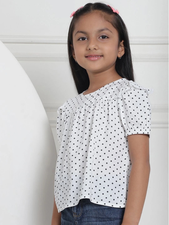 MINI & MING Girls Polka Dot Printed Puff Sleeves Regular Top