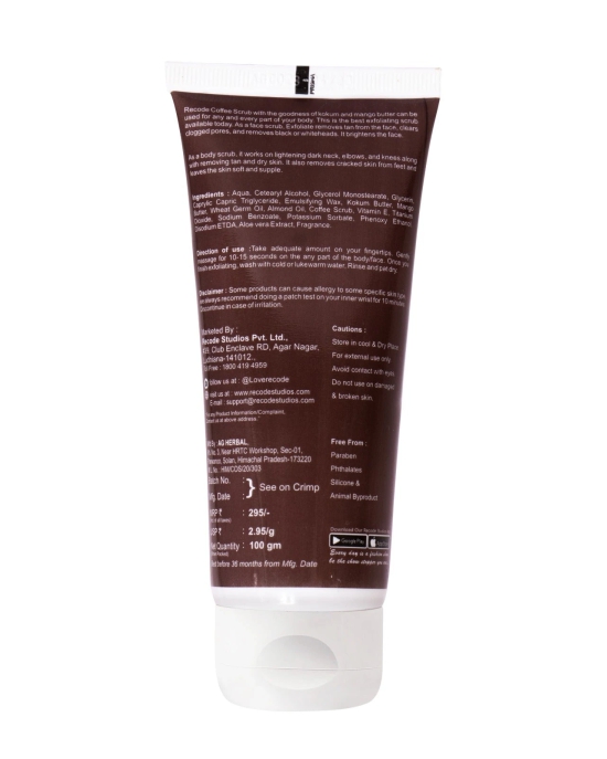 Recode Coffee Scrub in Tube - 100 gms-Recode Coffee Scrub in Tube - 100 gms