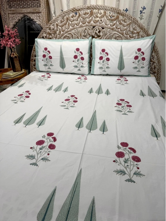 Hand Block Cotton Bedsheet | Gulbagh Bedsheet-King