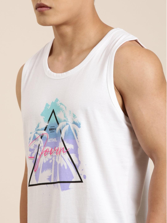 JOVEN Men Ivory Printed Innerwear Vest-L / Ivory