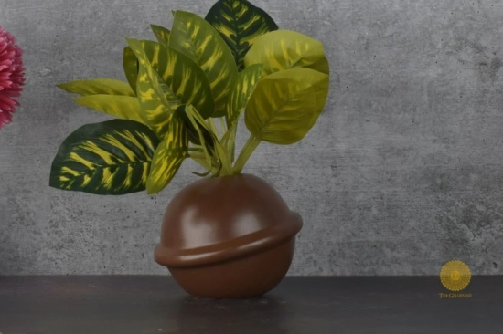 Ceramic Planet Shape Vases-Brown