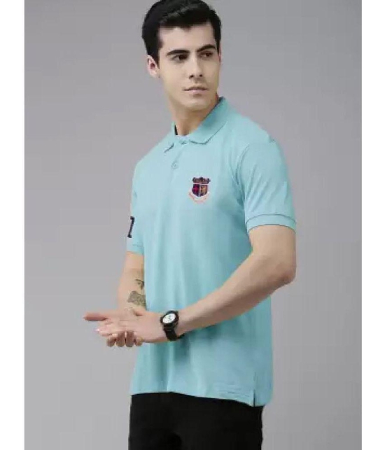 ADORATE Cotton Blend Regular Fit Embroidered Half Sleeves Men''s Polo T Shirt - Blue ( Pack of 1 ) - None