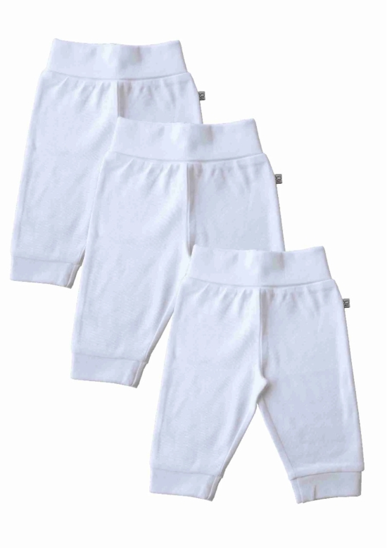 3pc Combo pack of White Pant (100% Cotton Interlock Biowash)