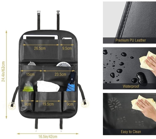 Car Seat Back Oraganizer Backseat Organiser Luxury Car Storage Organizer Multi-Pocket Hanging Seat Back Organiser Storage Bag for Vehicle Car