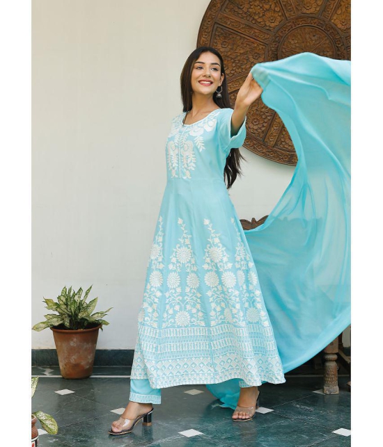 AMIRA'S INDIAN ETHNICWEAR - Blue Rayon Women's Stitched Salwar Suit ( ) - XXL