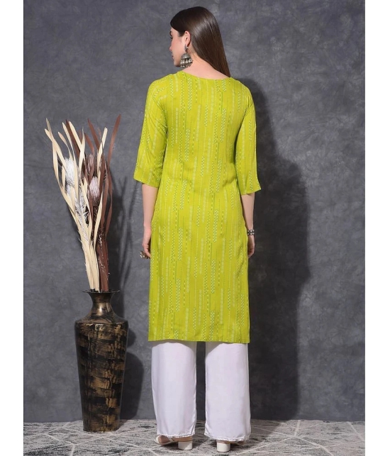 Mamoose Cotton Blend Printed Straight Womens Kurti - Green ( Pack of 1 ) - None