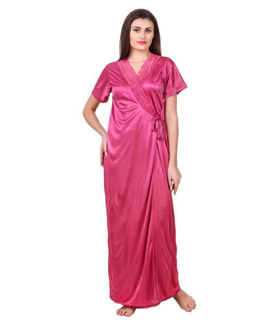 Fasense Satin Robes - Pink - M