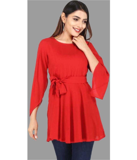 Smien - Red Rayon Womens Tunic ( Pack of 1 ) - None