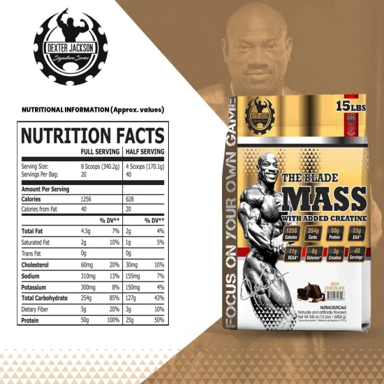 Dexter jackson The Blade Mass, Rich Chocolate Flavour, 15Lbs (6.8kg)