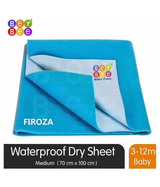 Bey Bee Quick Dry Baby Bed Protector Waterproof Sheet (Medium (100cm X 70cm), Firoza) - Medium - upto 120 cm length