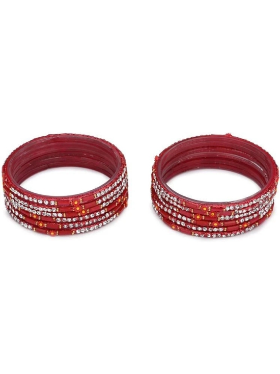 Somil Red Bangle Set ( Pack of 12 ) - None