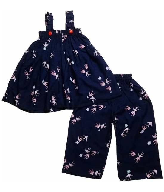 harshvardhanmart.com - Navy Blue 100% Cotton Shirt & Trouser For Baby Girl ( Pack of 1 ) - None