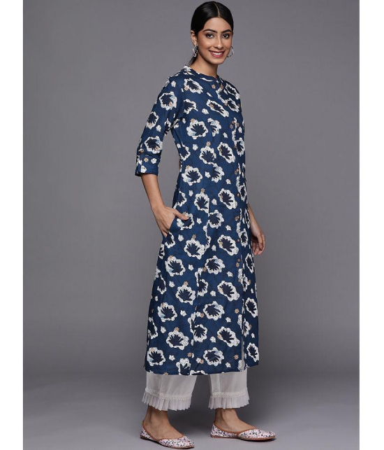 Varanga Viscose Printed Straight Womens Kurti - Blue ( Pack of 1 ) - None