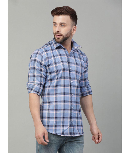 YHA - Blue Cotton Blend Regular Fit Mens Casual Shirt ( Pack of 1 ) - None