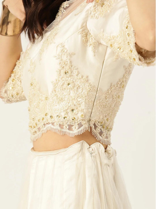 Designer Off White Net Lehenga-XL