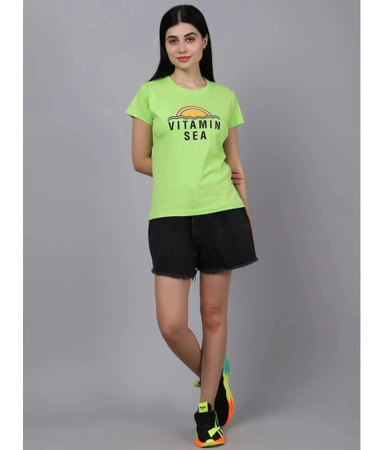 Fabflee - Fluorescent Green Cotton Regular Fit Womens T-Shirt ( Pack of 1 ) - None