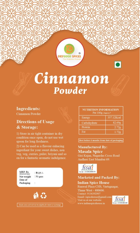 Combo Pack of DRYGOOD Idukki Pepper (Whole) & Cinnamon Powder -50 gms Each (New Launch)