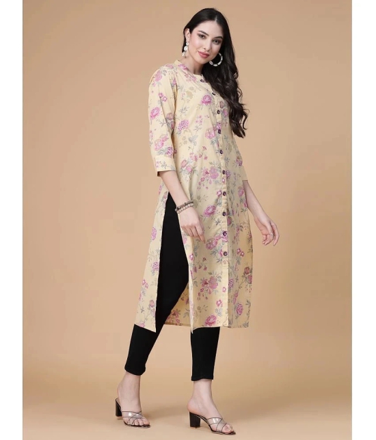 GOD BLESS Cotton Printed Front Slit Womens Kurti - Yellow ( Pack of 1 ) - None