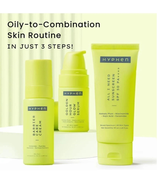 Hyphen Daily Face Care Regime - Oily & Combination Skin | with Face Serum Moisturizer & Sunscreen