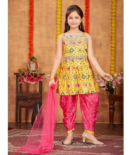 Aarika Yellow Silk Girls Patiala Kurta Set ( Pack of 1 ) - None