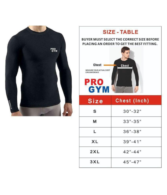 Pro Gym Unisex 100% Polyester Compression T-SHIRT  Top Full Sleeve Plain Athletic Fit Multi Sports Cycling, Cricket, Football - M