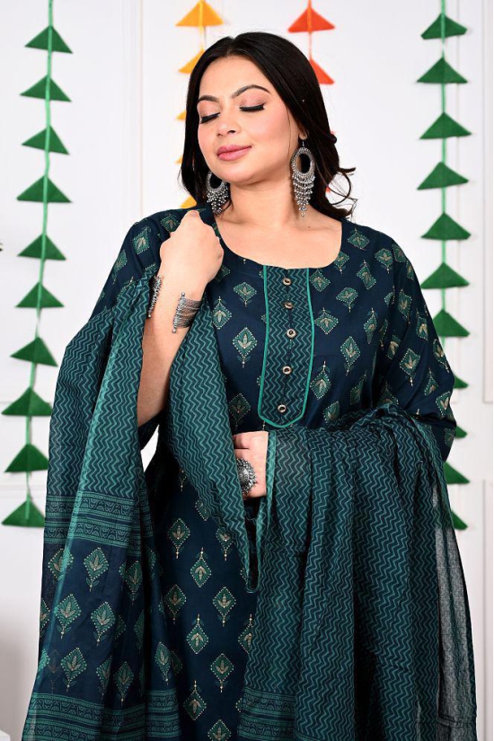 Swasti Cotton Printed Straight Womens Kurti - Green ( Pack of 1 ) - None