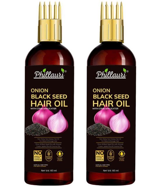 Phillauri Black seed Onion Oil for Hair Regrowth Hair Oil for Men and Women Hair Oil (60 ml) Pack of 2