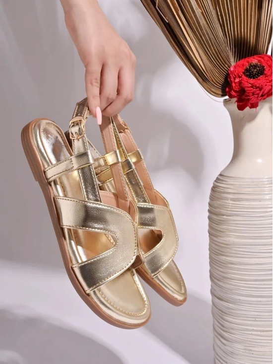 Stylestry Gold Womens Flats - None