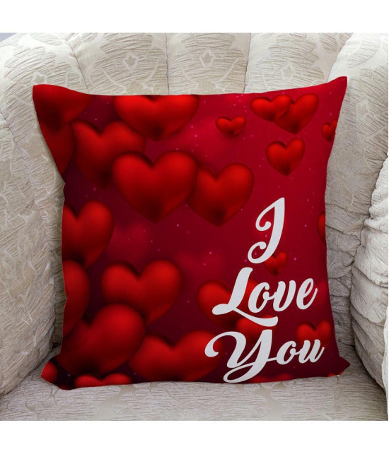 HOMETALES - Red Polyester Gifting Printed Cushion