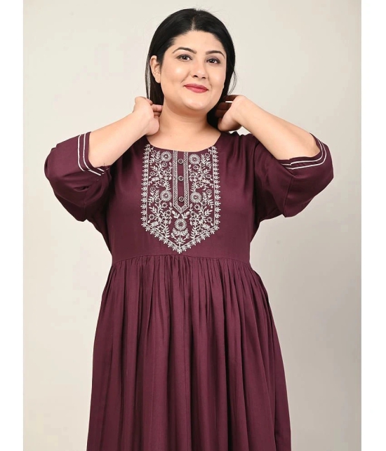 Swasti - Purple Cotton Blend Womens Anarkali Kurti ( Pack of 1 ) - None