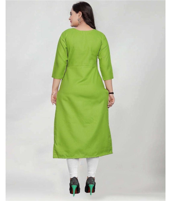 BROTHERS DEAL - Green Cotton Blend Women's Straight Kurti ( Pack of 1 ) - None