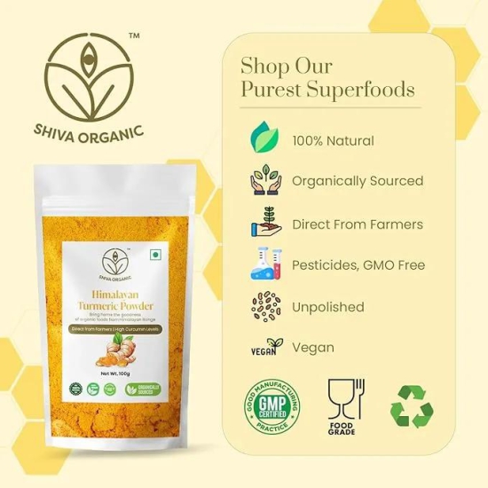 Shiva Organic’s Himalayan Turmeric Powder I Organic Haldi-400g