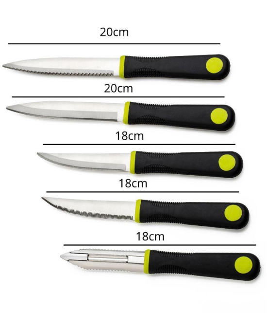 HOMETALES Multicolor Stainless Steel Knife Set Blade Length 12 cm ( Pack of 5 ) - Multicolor