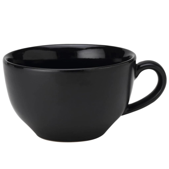 AADEEP Ceramic Soup and Coffee Wide Large Mug with Handle - Set of 1, 350 Ml Matte Finish | Bone Ash Free and Microwave Safe | for Maggi, Cappuccino, Latte, Green Tea - Black