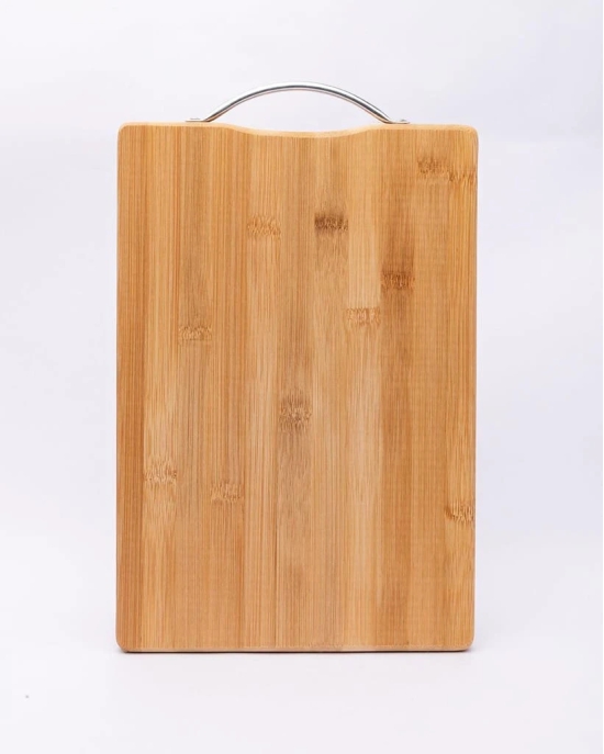 Chopping Board, with Metal Handle, Wooden Finish, Natural Wood Colour, Bamboo