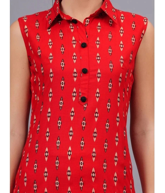 JC4U Rayon Printed Straight Womens Kurti - Red ( Pack of 1 ) - None