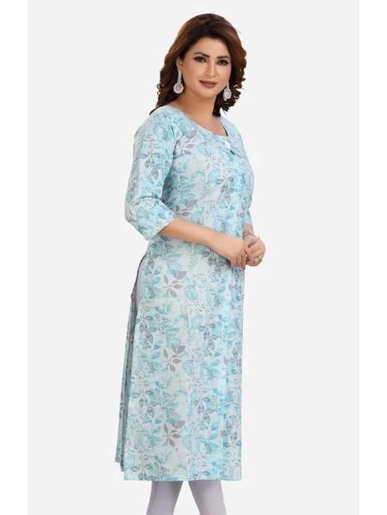 Meher Impex Cotton Printed Straight Womens Kurti - Turquoise ( Pack of 1 ) - None