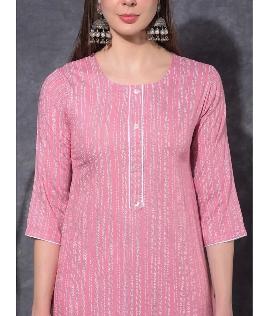 Mamoose Rayon Striped Straight Womens Kurti - Pink ( Pack of 1 ) - None