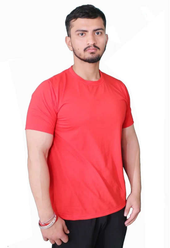 NVA Quality Solid Plain Men's Round Neck Cotton Blend Half Sleeve Red T-Shirt