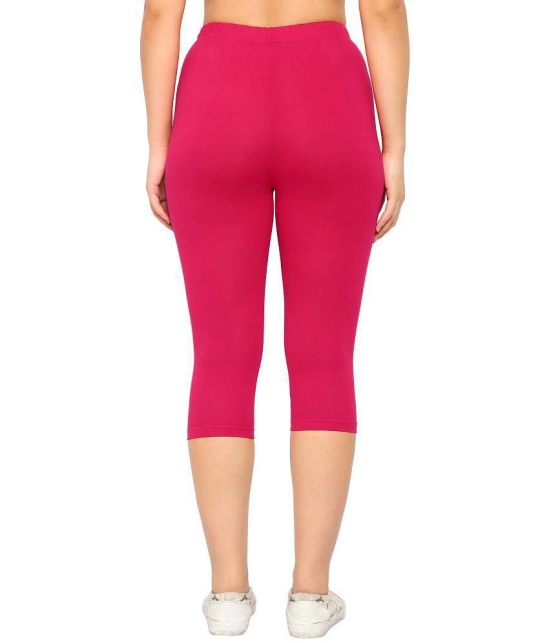 Diaz Pink Cotton Lycra Solid Capri - Single - S