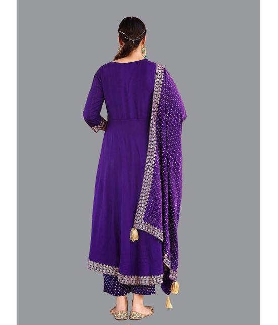 Amira creations Rayon Embroidered Kurti With Pants Womens Stitched Salwar Suit - Purple ( Pack of 1 ) - None